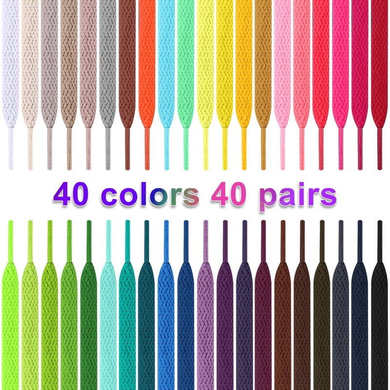 BQTQ 40 Pairs Colored Shoe laces 47 inches Shoelaces Flat Multipack Shoestrings for Sneakers Skates Sport Shoes Boots (40 Colors) - Image 2
